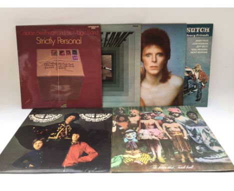 Six rock and pop LPs by various artists including Jimi Hendrix 'Are You Experienced' in a fair condition with some deep scrat