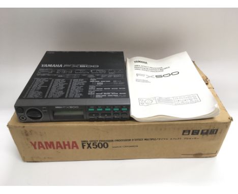 A boxed Yamaha FX500 simul-effect processor unit. Power supply and manual included.