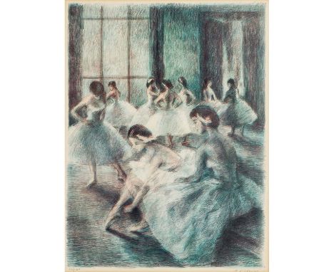   VRBOVA, MARIE (1909-1991) "Ballettszene"  Lithografie, Ex. 131/200, sig., HxB: 64/48 cm, Rahmen, Altersspuren.  VRBOVA, MAR