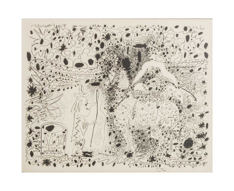   PICASSO, PABLO, nach? (1881-1973), "21.4.60",  Zirkusszene, Lithographie/Papier, in der Platte u.re. signiert und o.re. dat