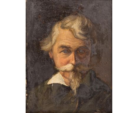   ADAM, BENNO RAFFAEL (1812-1892), "Herrenportrait", wohl der Künstler selbst,  Brustbildnis en face des Herren mit weißem Ha