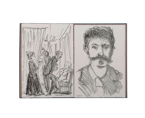   EISLER, GEORG (1928-1998), 2 Lithographien "Im Theater" und "Portrait",  Lithographie/Bütten, je mit Bleistift von Hand sig