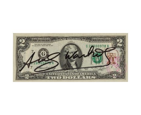   WARHOL, ANDY (1928-1987), "2 Jefferson's Dollars", 1976, als Autograph,  Multiple entsprechend der Two-Dollars-Note anlässl