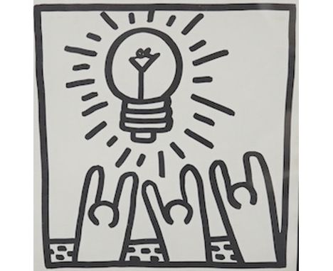 Keith Haring, limited edition edition print, ‘Light bulb moment’, Tony Shafrazi New York Gallery label verso, 23 x 22cm. Cond
