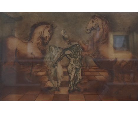 Peter Laszlo Peri (1899–1967), etching and aquatint, Gulliver's Travels, plate 8, indistinctly inscribed in pencil and limite