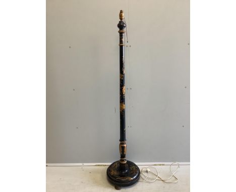 A chinoiserie lacquer standard lamp, height 160cm. Condition - fair to good