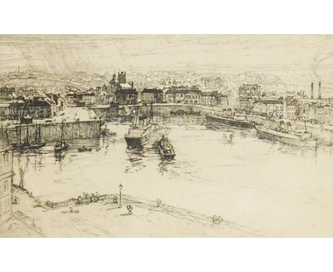 Eliab George Earthrowl (1878-1965), etching, ‘Dieppe harbour’, signed and inscribed in pencil, 15 x 23cm. Condition - good