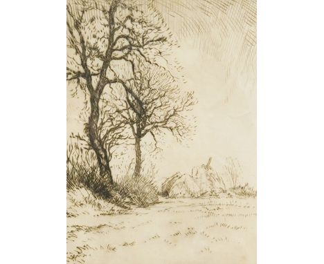 Edgar Holloway, etching, 'The Cut Stack, 1931', signed in pencil and dated '31, 22 x 17cm. Condition - some spots or foxing