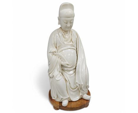 A Chinese white glazed pottery figure of Wenchang Wang, 37cm high. Condition - good Section of his collar incomplete; otherwi
