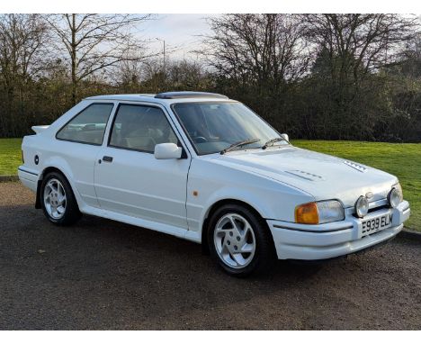 Make & Model:Ford, Escort RS Turbo Date of Reg:E939ELM Colour:White cc:1597 MoT:2025-08-26 Fuel Type:Petrol  Mileage:12721 Tr