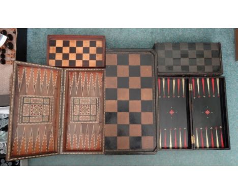 An over-sized backgammon and chess box and four others.