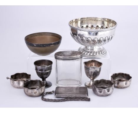 A Late Victorian Silver Circular Sugar Bowl and Mixed Silver Ware,&nbsp;the sugar bowl by James Deakin &amp; Sons, Sheffield 