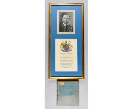 Of WWII Interest - a selection of items including - pilot's logbook, portrait photograph, additional portrait and commemorati