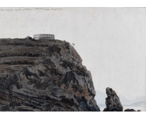 John Thomas Serres (1759-1825) - Pen, ink and watercolour - Bay of Naples, titled, signed and dated 1st March 1791 in ink to 
