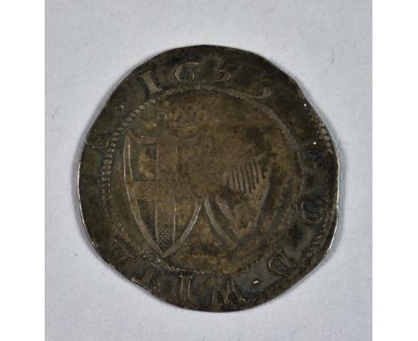 The English Commonwealth (1649-1660) Silver 1653 Shilling, mint mark sun, 31mm diameter, weight 5.7g, fair/fine