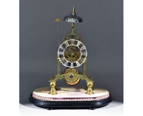 A 19th Century Brass Skeleton Clock by Collingwood of Middlesbro, the 4.5ins diameter fretted silvered chapter ring with Roma