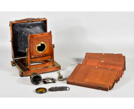 A Thornton Pickard "Imperial", Triple Extension Half Plate Camera, Early 20th Century, with three spare plate stands, in orig