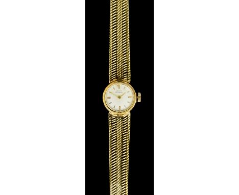 An 18ct Gold Lady's Manual Wind Cocktail Watch by Girard Perregaux, 18ct gold case, 18mm diameter, silvered dial with gold ba