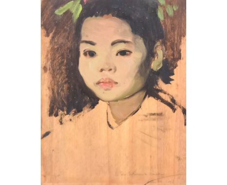 ***Gerald Festus Kelly (1879-1972) - Oil painting - Portrait of a Burmese girl, signed 'Kelly' and inscribed "To Sir Edmund W