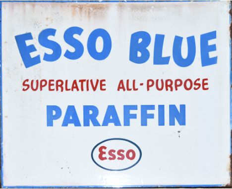 An 'Esso Blue Paraffin' Double-Sided Enamel Sign, 20th Century,&nbsp;enamelled in colours, 22ins wide x 18ins high