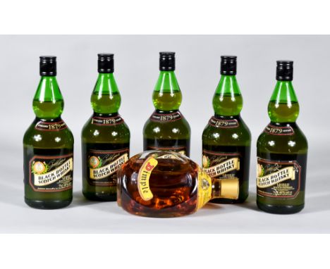 Six Bottles of Scotch Whisky, comprising - five 75cl bottles of Black Bottle Scotch Whisky by Grahams, and one bottle of Dimp