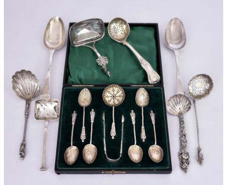 An Edward VII Silver Gilt "Apostle" Pattern Set and Mixed Silverware, the Apostle set by Henry Williamson Ltd., Birmingham 19
