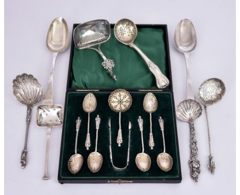 An Edward VII Silver Gilt "Apostle" Pattern Set and Mixed Silverware, the Apostle set by Henry Williamson Ltd., Birmingham 19