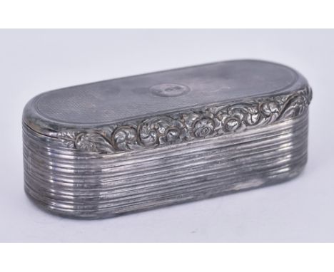 A Late George III Silver Oblong Snuff Box, by JF, London 1818, with engine turned lid and base, the lid with circular cartouc