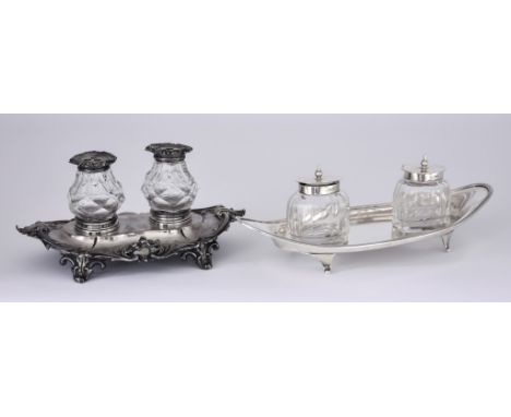 A Victorian Silver Ink Stand and a George V Silver Ink Stand, the Victorian by Edward and John Barnard, London 1851, with mou