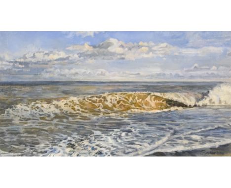***Joseph Sevier (born 1961) - Oil painting - Seascape, signed and dated 1970, board 11ins x 19.5ins, in painted frame