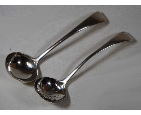 A late Victorian silver sauce ladle, maker Josiah Williams &amp; Co, London 1898; together with one other silver ladle, havin