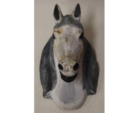 A reconstituted stone bust of a horses head, h. approx 40cm