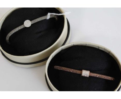 Links of London 'silver' and crystal set bangle, in box, and one other in faux bronze (2)Condition report: No faults, appear 