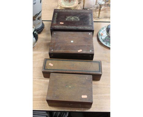 A Victorian rosewood and cut brass inlaid writing slope having a fitted interior, width 31cm, together with one other Victori
