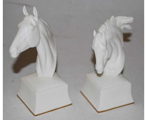 Two Royal Worcester equestian busts depicting horses Eous and Phlegon, height of largest 13cm (2)