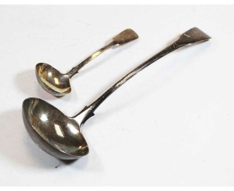 A 19th century silver ladle in the Fiddle pattern, London 1811, 6.7oz; together with a similar silver serving spoon (2)
