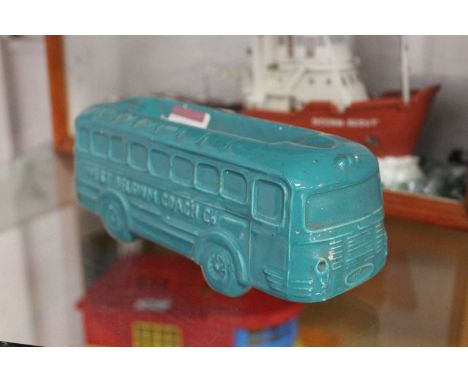 A Biral ceramic ashtray in the form of a West Belgian coach company coach, width 19cm