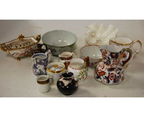 A small collection of miscellaneous items, to include a Royal Worcester Chinaworks shell dish, and early 19th century tea bow