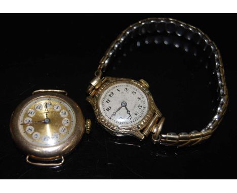 A ladies 9 carat gold cased Ingersoll wristwatch, having an engine turned dial with Arabic numerals (lacking strap), together
