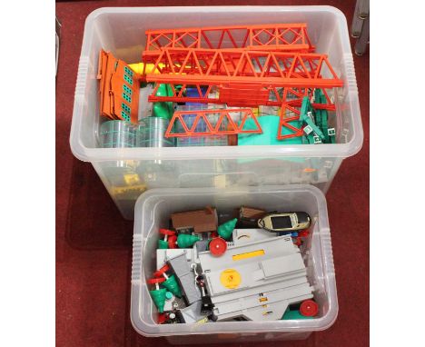 Two boxes containing a quantity of Tomy Thomas The Tank Engine trainsets and accessories