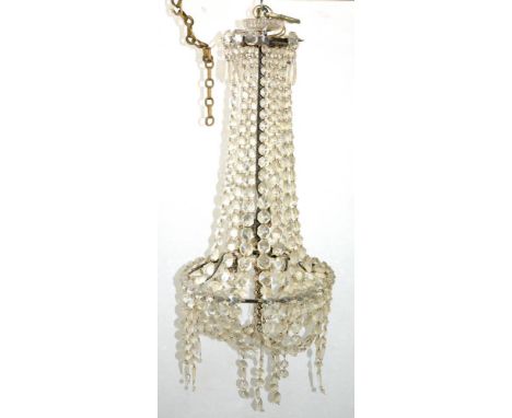 A GLASS 'TENT AND BAG' CHANDELIER, 76CM H, EARLY 20TH C