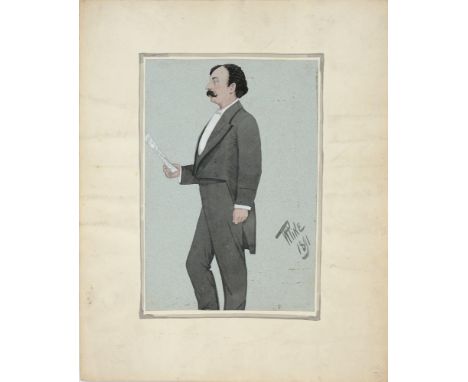 W. PIKE, CARICATURE OF A GENTLEMAN, SIGNED AND DATED 1891, WATERCOLOUR, 20TH C SCHOOL, PORTRAIT OF A LADY, WATERCOLOUR ON BOA