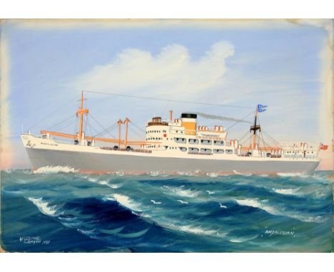 H. CRANE, PORTRAIT OF THE ANDALUCIAN AT SEA, SIGNED AND DATED 1951, GOUACHE, 25 X 35CM, UNFRAMED 