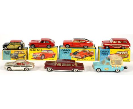 FOUR BOXED CORGI VEHICLES, COMPRISING MGB GT 327, MARLIN RAMBLER 263, MINI COOPER 249 AND FORD CONSUL CORTINA SUPER ESTATE CA