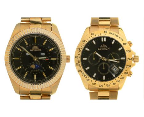 TWO ASTRON GOLD PLATED GENTLEMAN'S WRISTWATCHES++LIGHT WEAR CONSISTENT WITH AGE 