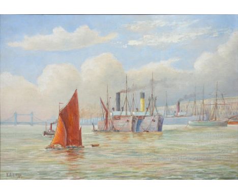 WILLIAM MINSHALL BIRCHALL, PORTRAIT OF H.M.S IRON DUKE AT SEA, SIGNED AND DATED 1914, WATERCOLOUR, 22 X 32CM AND E. A. L. HAM