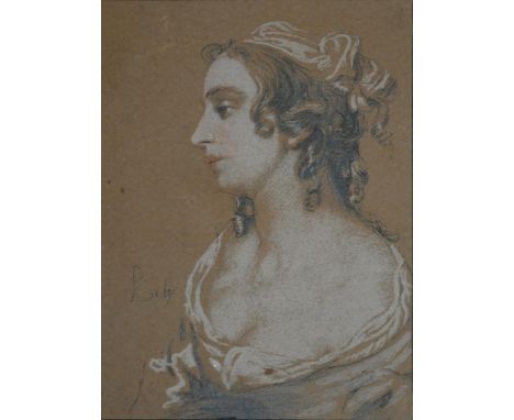 AFTER SIR PETER LELY, PORTRAIT OF A LADY, BEARS SIGNATURE, CHALK, 20 X 14CM 