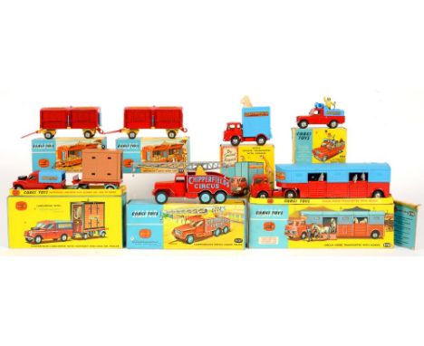 SIX CORGI BOXED CHIPPERFIELD'S CIRCUS VEHICLES, COMPRISING GIRAFFE TRANSPORTER 503, ANIMAL CAGE 1123 (2), LANDROVER 487, CRAN
