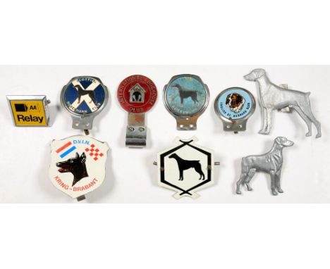 MOTORING MEMORABILIA. A DESMO CHROMIUM PLATED AND TRANSLUCENT RED ENAMEL CAR BADGE - INTERNATIONAL DOGHOUSE CLUB, 7.5CM D, MI