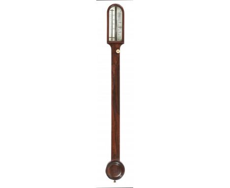 A VICTORIAN ROSEWOOD CISTERN BAROMETER, LPEDRONE 57 LORD ST LIVERPOOL, with mercury thermometer, ivory scales and vernier, 94